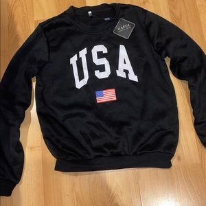 USA American Flag Print Basic Sweatshirt